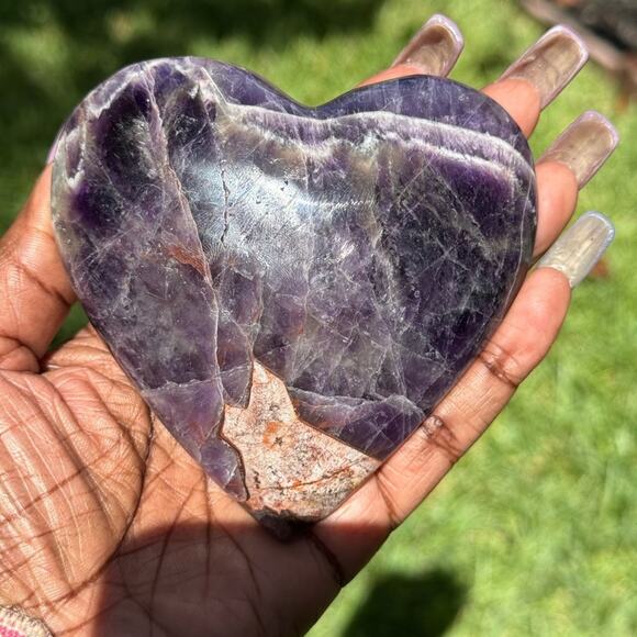 Dream Amethyst & Mexican Agate Heart w/Skeleton surprise! - Picture 7 of 9